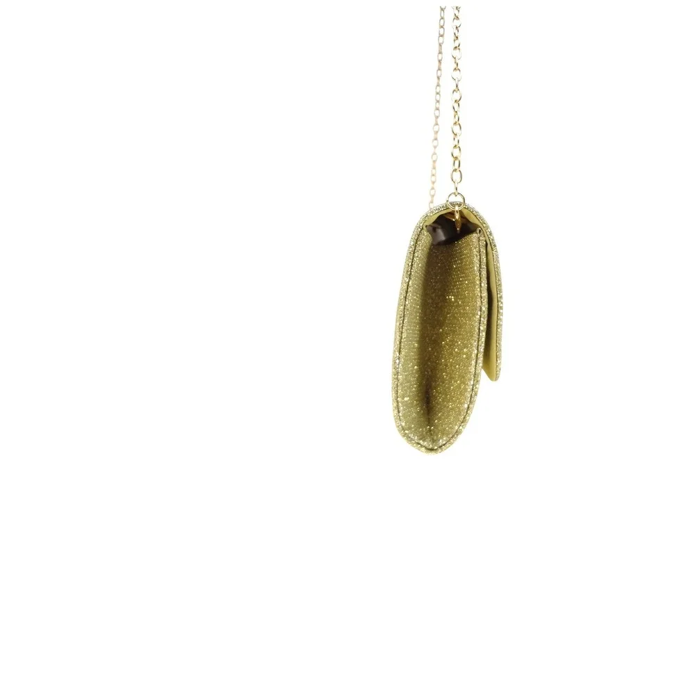 Evening Clutch Shoulder Bag Women Gold NEW‎ Glitter Detachable Chain Strap